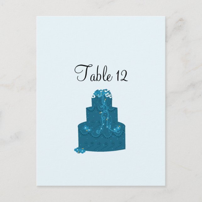 Carte de siège de table de gâteau Mariage turquois (Devant)