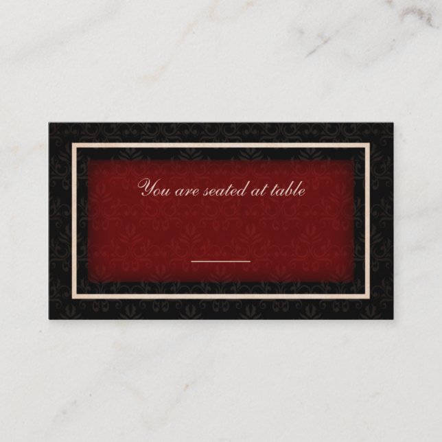 Carte de siège de table de mariage rouge et noire  (Devant)