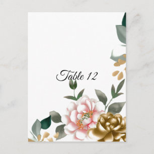 Carte de siège de table de pivoine rose et bronze