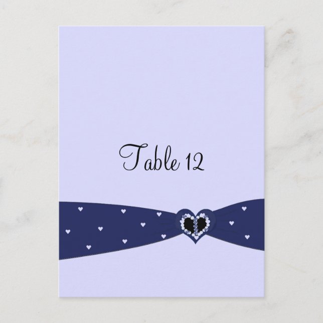 Carte de siège de table en ruban bleu marine (Devant)