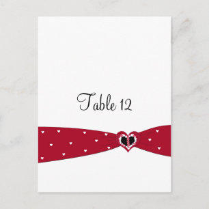 Carte de siège de table en ruban rouge