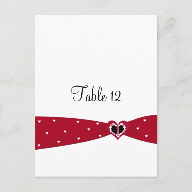 Carte de siège de table en ruban rouge (Devant)