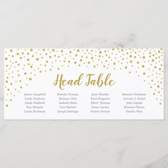 Carte de siège de table Gold Confetti (Devant)