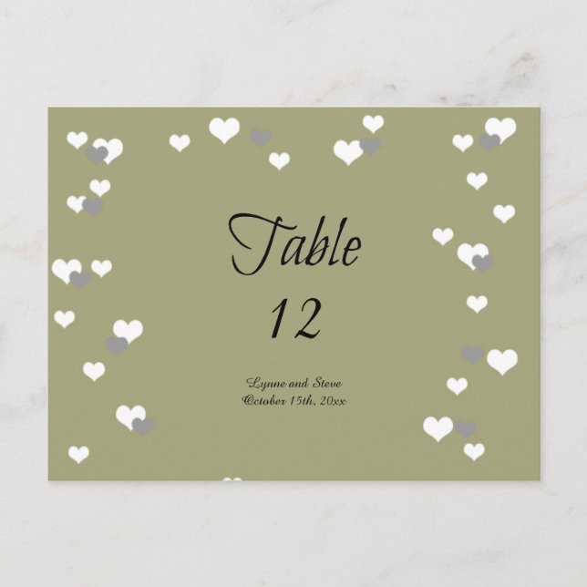 Carte de siège de table Gold Hearts (Devant)