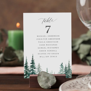 Carte de siège du mariage de la forêt rustique