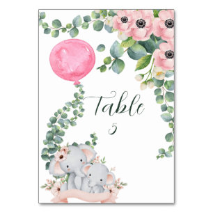 Carte de siège Eléphant Eucalyptus à balloon rose