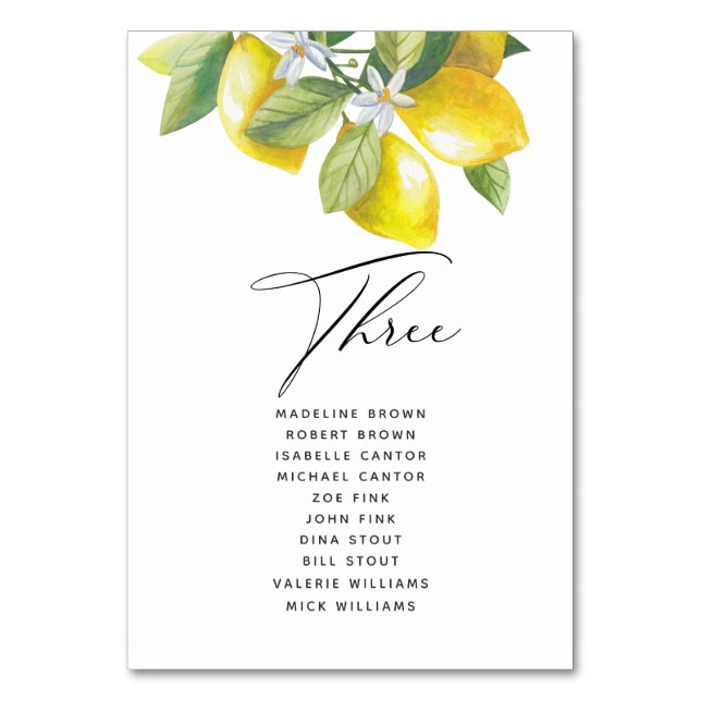 Carte de siège en fleur de citron aquarelle (Par défaut)