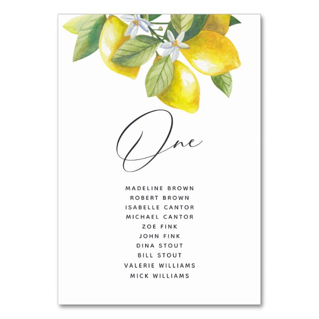 Carte de siège en fleur de citron aquarelle (Par défaut)