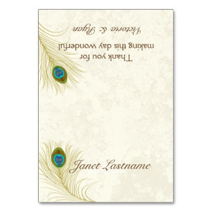 Carte de siège en plumes de paon d'or