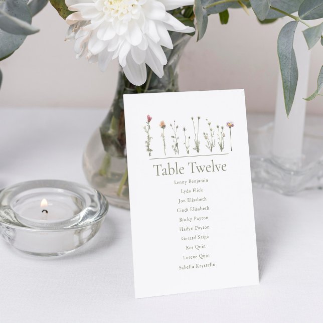 Carte de siège fleur sauvage moderne (Wedding reception Wild Flowers Seating Chart)