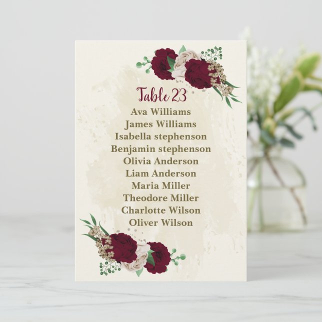Carte de siège fleurs de champagne de Bourgogne (Debout devant)