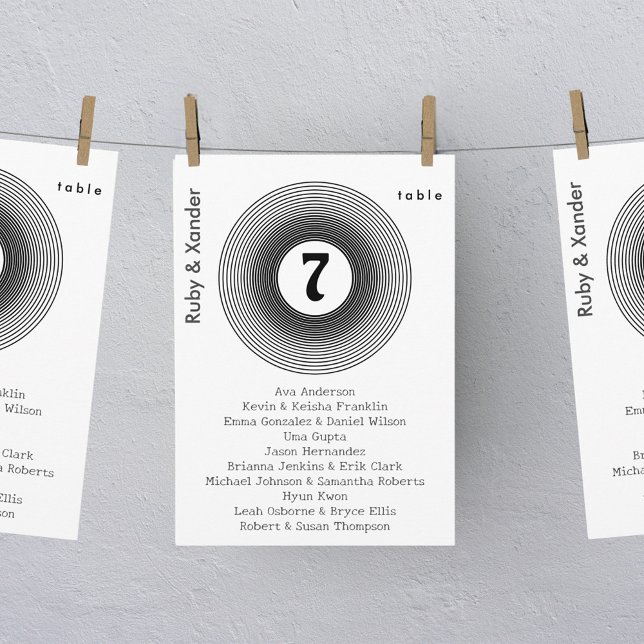Carte de siège individuel de l'album Vinyl Record (Vinyl record hanging table number seating cards)