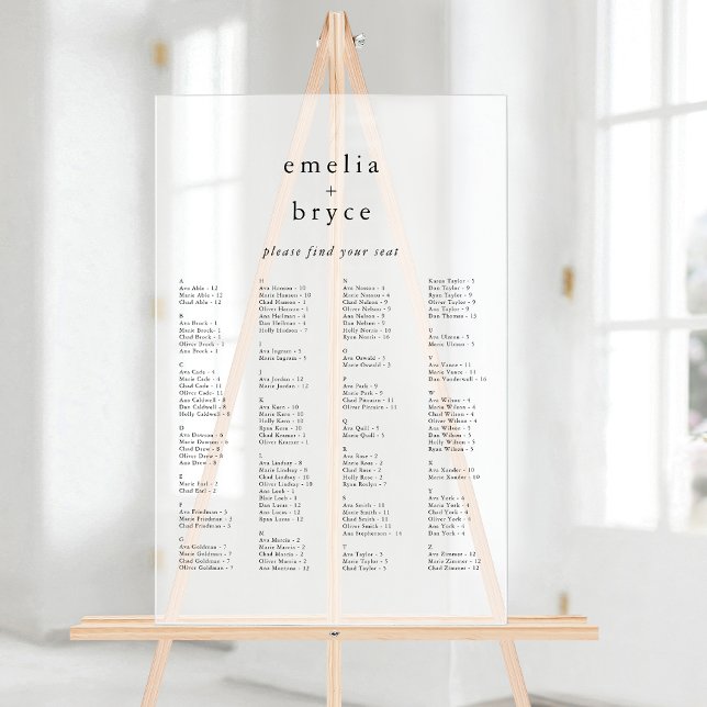 Carte de siège Mariage acrylique unique EMELIA Boh (EMELIA Boho Unique Acrylic Wedding Seating Chart)