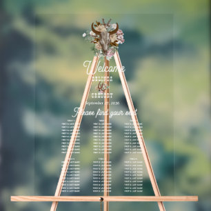 Carte de siège Mariage Boho Cow de l'Ouest