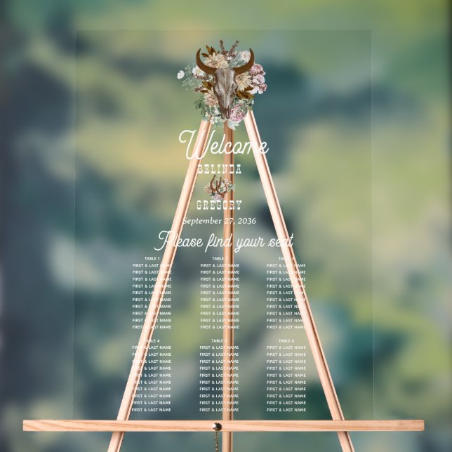 Carte de siège Mariage Boho Cow de l'Ouest (Neutre)