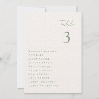 Carte de siège Mariage de table romantique du lac
