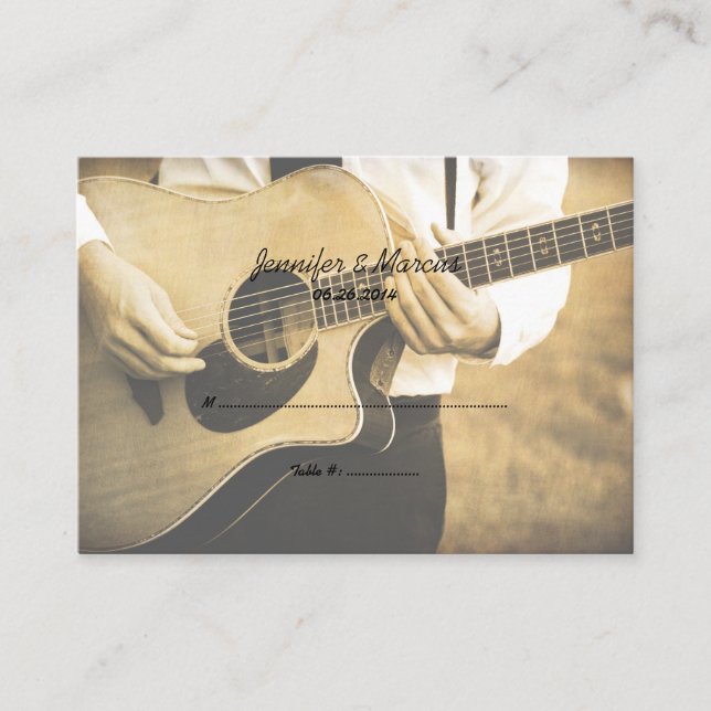 Carte de siège Mariage du lecteur de guitare (Devant)