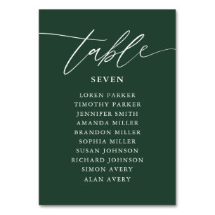Carte de siège Mariage Emerald Green Calligraphy