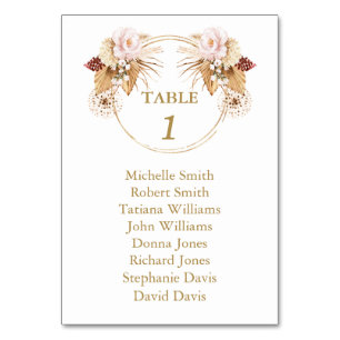 Carte de siège Mariage en laiton Rose