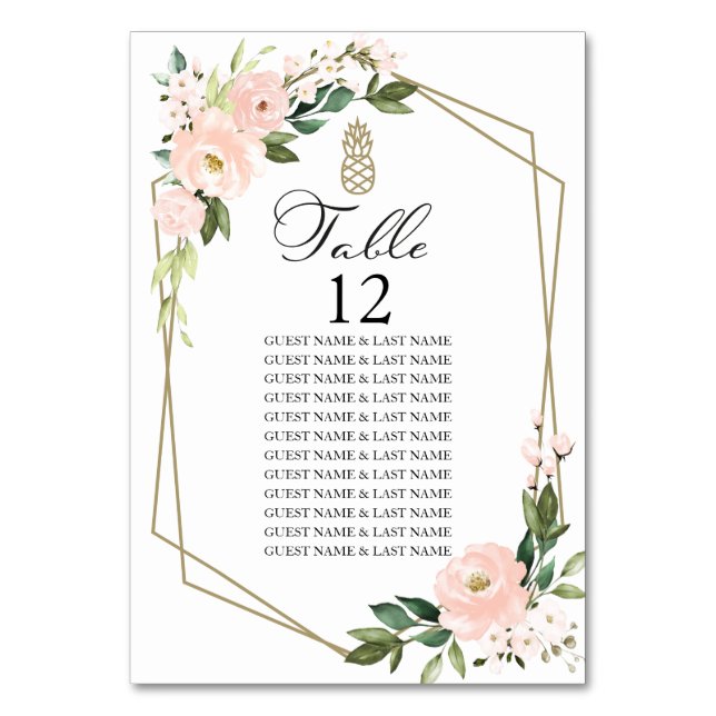 Carte de siège Mariage géométrique floral rose vif (Par défaut)