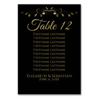 Carte de siège Mariage Gold & Black Simple Elgant