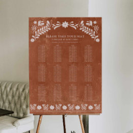 Carte de siège Mariage mexicain en terre cuite rus