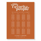 Carte de siège Mariage moderne Retro Orange