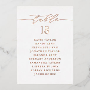 Carte de siège Mariage rose Gold Minimalist Script