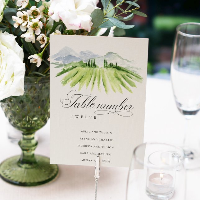 Carte de siège Mariage Rustic Green Winery Vignobl (Créateur téléchargé)