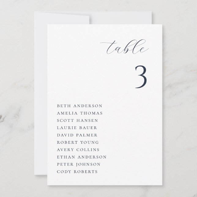Carte de siège minimaliste chic Mariage (Devant)
