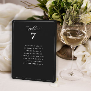 Carte de siège minimaliste en mariage noir