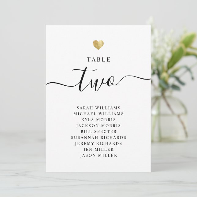 Carte de siège minimaliste en or moderne Mariage (Debout devant)