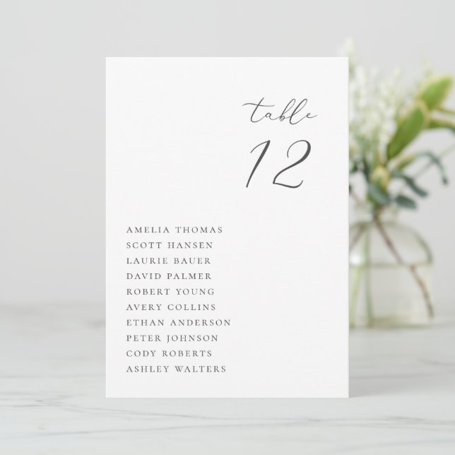 Carte de siège minimaliste pour Mariage (Debout devant)
