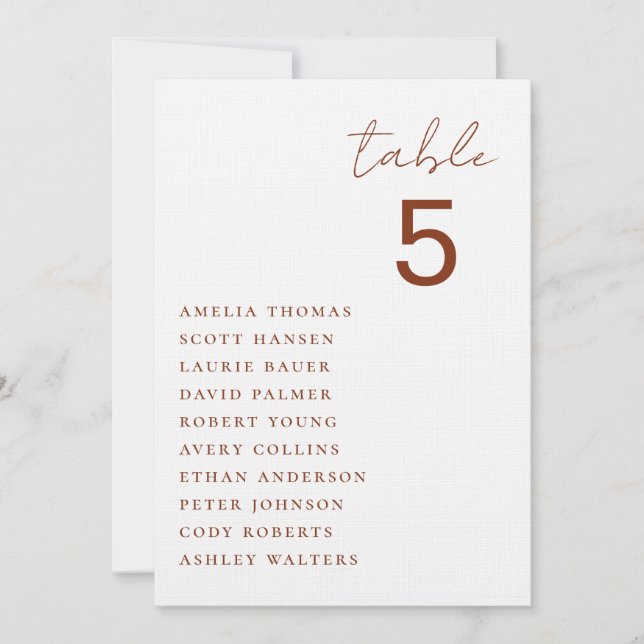 Carte de siège minimaliste pour Mariage (Devant)