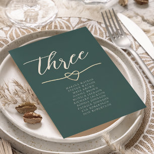 Carte de siège moderne Emerald Green Mariage