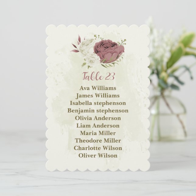 carte de siège rose poussiéreux fleurs blanches (Debout devant)