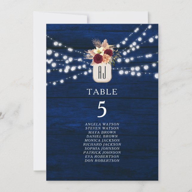 Carte de siège Rustic Navy (Devant)