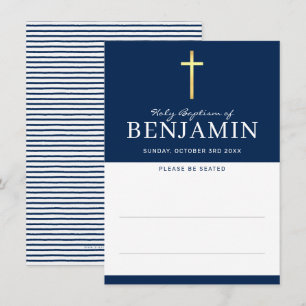 CARTE DE SIÈGE saint baptême minima marine bleu
