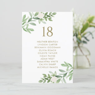 Carte de sièges Mariage or verdure et fleurs