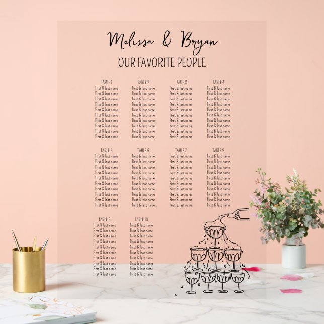 Carte de sièges Mariage Tour Champagne 18x24 (Mariage)