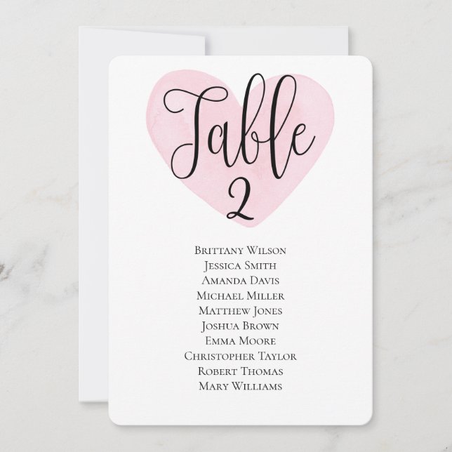 Carte de sièges mariages modernes Plan de table de (Devant)
