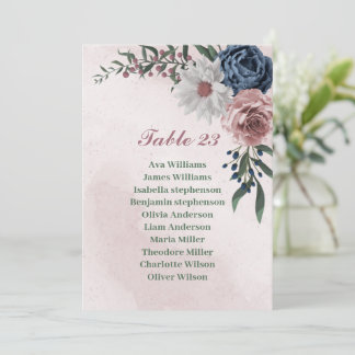 carte de sièges romantique bleu rose blanc