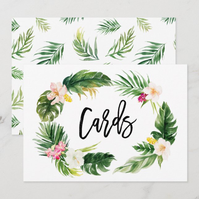 Carte de signe de couronne florale tropicale à l'a (Devant / Derrière)