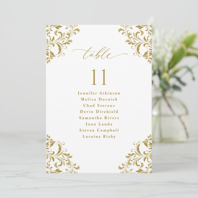 Carte de signe élégant Mariage Gold Seing Chart (Debout devant)