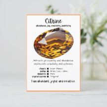 Carte de signification de cristal Citrine