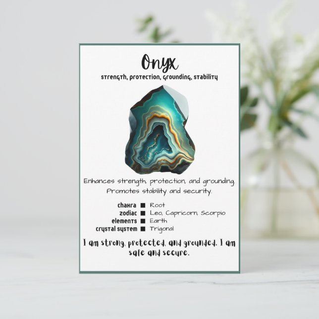 Carte de signification en cristal Onyx (Debout devant)