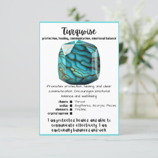 Carte de signification en cristal turquoise