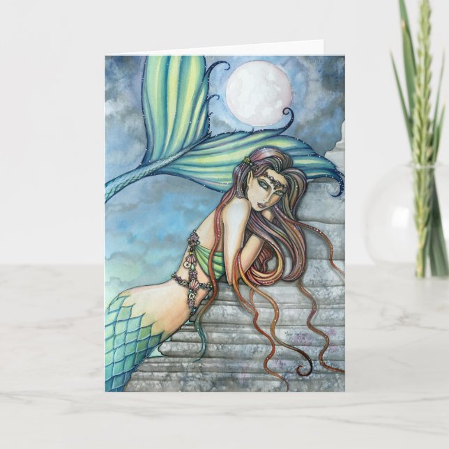 Carte de sirène aquarelle par Molly Harrison (Devant)