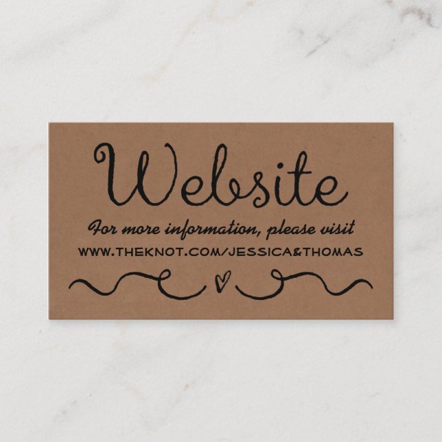 Carte de site mariage | Rustic Country Kraft (Devant)