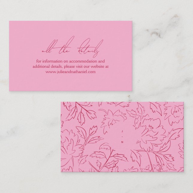 Carte de site Web couleur rose + rouge botanique (Devant / Derrière)